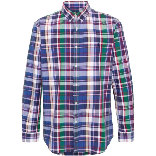 Blue Checkered Poplin Shirt , male, Sizes: L, S, M - Ralph Lauren - Modalova