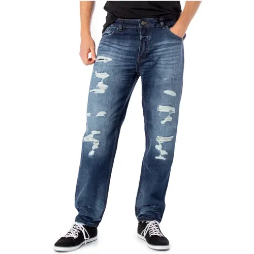 Blaue Baumwoll Reißverschluss Knopf Jeans Herren - Only & Sons - Modalova