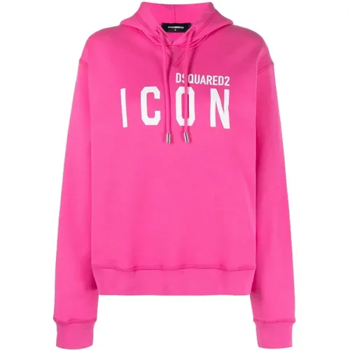 Rosa Logo Print Kapuzenpullover , Damen, Größe: XS - Dsquared2 - Modalova