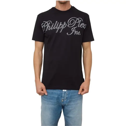 Schwarzes Rundhals T-shirt , Herren, Größe: L - Philipp Plein - Modalova