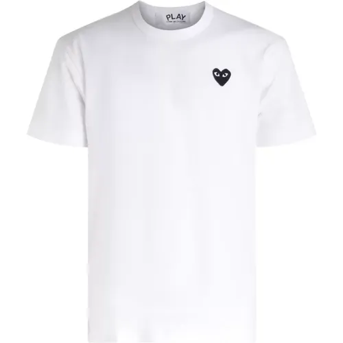 Herren T-Shirt Weiß mit schwarzem Herz , Herren, Größe: 2XL - Comme des Garçons Play - Modalova