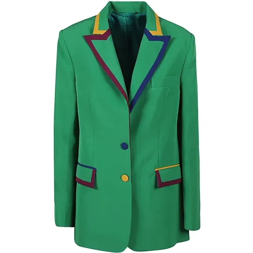 Grüner Blazer mit Kontrast-Details , Damen, Größe: 2XS - Alessandro Enriquez - Modalova