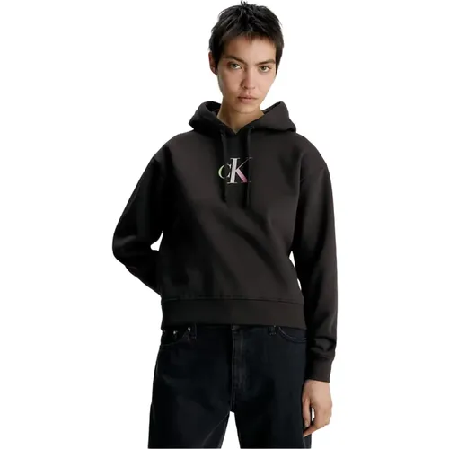 Printed Logo Hooded Sweatshirt , female, Sizes: XL, XS - Calvin Klein - Modalova