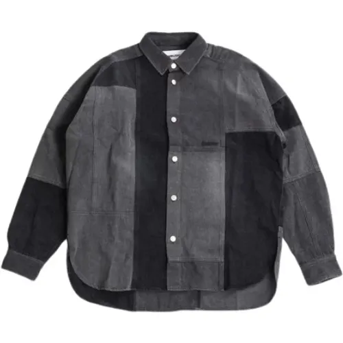 Black/Grey Patchwork Denim Shirt , male, Sizes: M - Ambush - Modalova