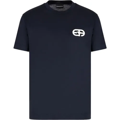 Short Sleeve Logo Embroidered T-Shirt , male, Sizes: XL, 2XL, S - Emporio Armani - Modalova