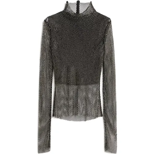 Rhinestone Polo-neck Shirt , female, Sizes: S, M - SPORTMAX - Modalova