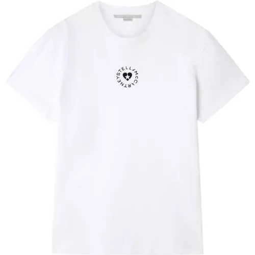 T-Shirt aus Bio-Baumwolle mit Herz- und Sternenprint , Damen, Größe: XS - Stella Mccartney - Modalova