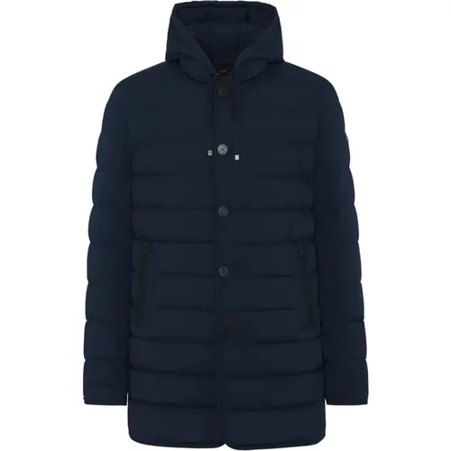 Bi-Stretch Fabric Puffer Jacket with Detachable Hood , male, Sizes: L - Duno - Modalova