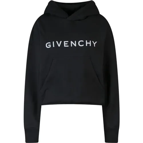 Schwarzer Baumwollkapuzenpullover mit Fransigem Saum , Damen, Größe: M - Givenchy - Modalova