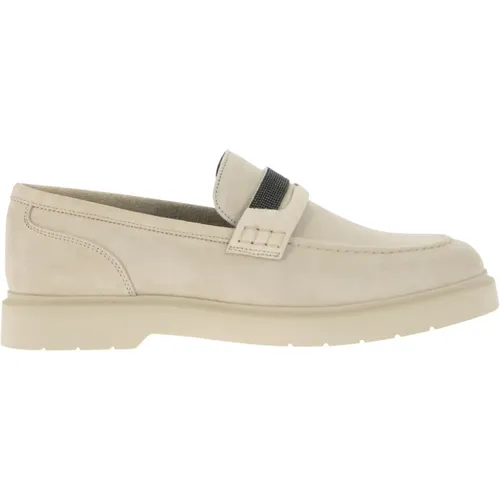 Suede Penny Loafer with Jewellery , female, Sizes: 4 UK, 3 UK, 8 UK, 4 1/2 UK, 5 UK - BRUNELLO CUCINELLI - Modalova