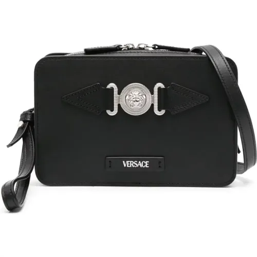 Schwarze Kameratasche aus Kalbsleder - Versace - Modalova