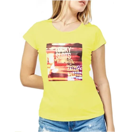 Baumwoll Rundhals Bedrucktes T-shirt - YES ZEE - Modalova