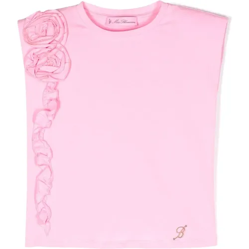 Rosa Blumen Ärmelloses T-Shirt - Blumarine - Modalova