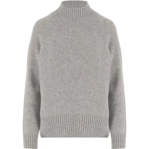 Grauer Woll-Kaschmir-High-Neck-Pullover , Damen, Größe: XS - allude - Modalova