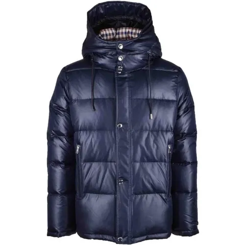 Blaue Kapuzenjacke mit Tartanmuster - Aquascutum - Modalova