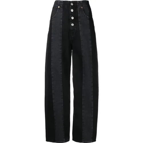 Schwarze Wide Leg Jeans - MM6 Maison Margiela - Modalova