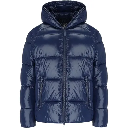 Blaue Gepolsterte Kapuzenjacke - Save The Duck - Modalova