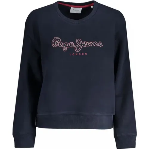 Blauer Baumwoll-Sweatshirt mit Logodruck , Damen, Größe: XS - Pepe Jeans - Modalova