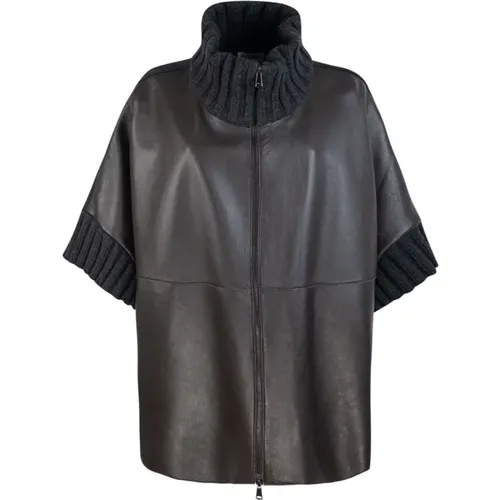 Leather Knit Zipper Coat , female, Sizes: S - P.a.r.o.s.h. - Modalova