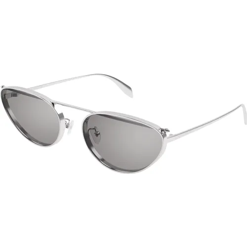 Silber/Graue Sonnenbrille Am0424S , Damen, Größe: 62 MM - alexander mcqueen - Modalova