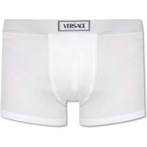 Gerippte Boxershorts mit Logo , Herren, Größe: M - Versace - Modalova