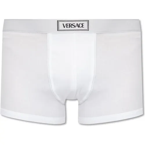 Gerippte Boxershorts mit Logo - Versace - Modalova