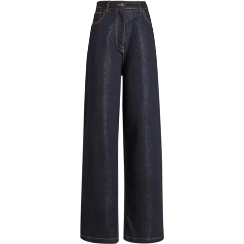 Baggy Jeans with Leather Flap , female, Sizes: W26, W27, W25, W28 - ETRO - Modalova