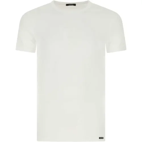 Weißes Stretch-Baumwoll-T-Shirt , Herren, Größe: L - Tom Ford - Modalova