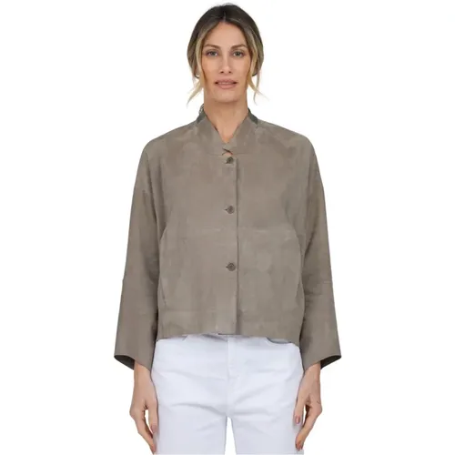 Suede Leather Shirt , female, Sizes: XS, S - Gimo's - Modalova