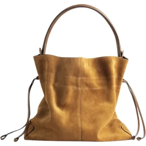 Mittelgroße braune Wildledertasche mit Ledergriff - TOD'S - Modalova