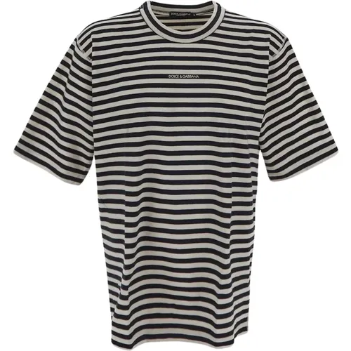 Striped Cotton T-Shirt , male, Sizes: S - Dolce & Gabbana - Modalova