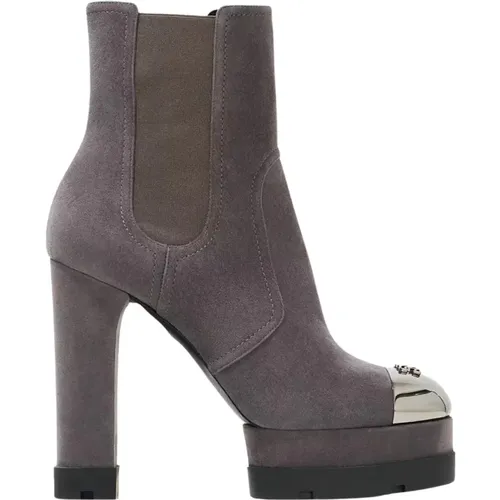 Grey Suede Platform Ankle Boots , female, Sizes: 6 UK - Casadei - Modalova