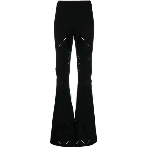 Schwarze Hose mit Cut-outs und ausgestelltem Bein - Versace - Modalova
