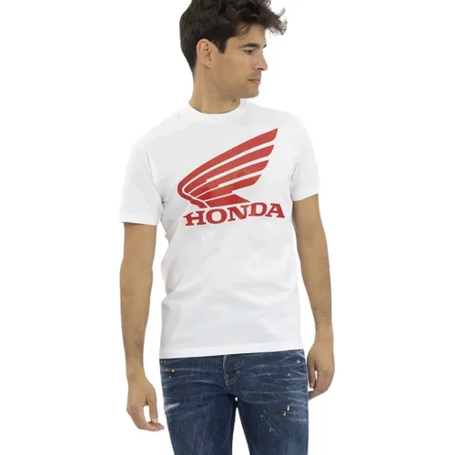 Kurzarm T-Shirt mit Rundhalsausschnitt und Frontprint , Herren, Größe: M - Dsquared2 - Modalova