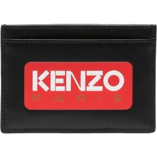 Schwarze Leder Logo-Patch Kartenhalter , Herren, Größe: ONE Size - Kenzo - Modalova