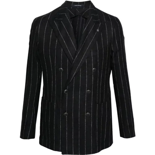 Marineblauer Pinstripe Wollmantel , Herren, Größe: XL - Tagliatore - Modalova