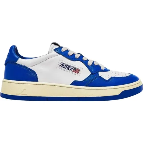 Niedrige Ledersneakers im Vintage-Stil - Prinzblau , Damen, Größe: 41 EU - Autry - Modalova