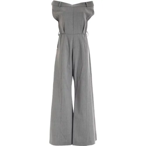 Grey Gabardine Jumpsuit , female, Sizes: S - Moschino - Modalova