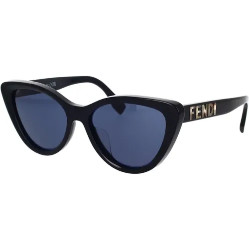 Glamorous Cat-Eye Sunglasses with Blue Lenses , unisex, Sizes: 55 MM - Fendi - Modalova