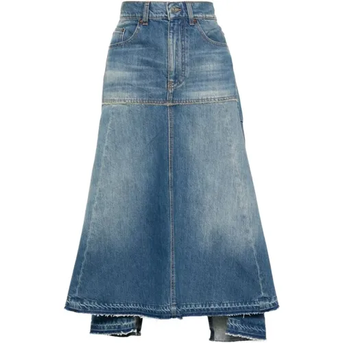 Indigo Denim A-Line Skirt , female, Sizes: 2XS - Victoria Beckham - Modalova