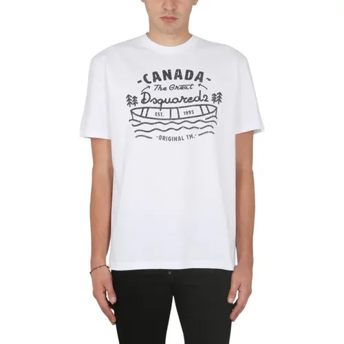 Logo Print T-Shirt mit Halskette , Herren, Größe: L - Dsquared2 - Modalova