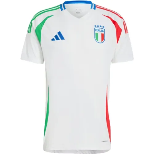 Italien Auswärtstrikot Weiß Grün Rot , Herren, Größe: L - Adidas - Modalova