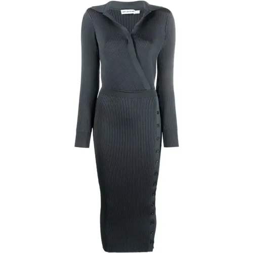 Grey knit midi dress , female, Sizes: S, L, M - Self Portrait - Modalova