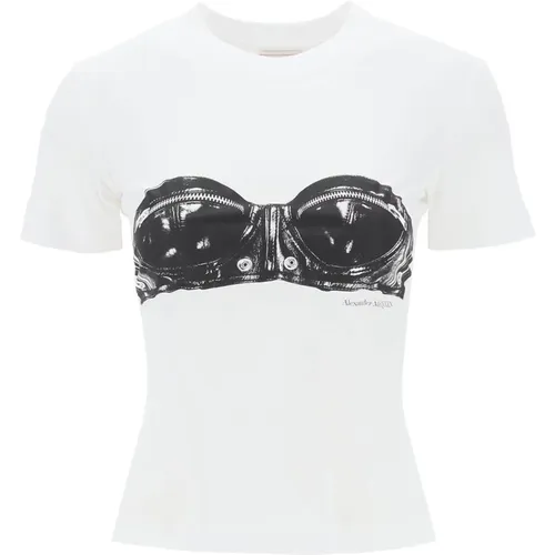 T-Shirt mit Bustier-Print , Damen, Größe: XS - alexander mcqueen - Modalova