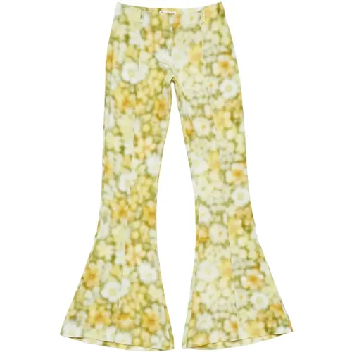 Green Print Wide Leg Trousers , female, Sizes: S, M - Acne Studios - Modalova