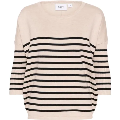 Striped Oversized Pullover Sweater , female, Sizes: 2XL, XL, L, S, M, XS - Saint Tropez - Modalova