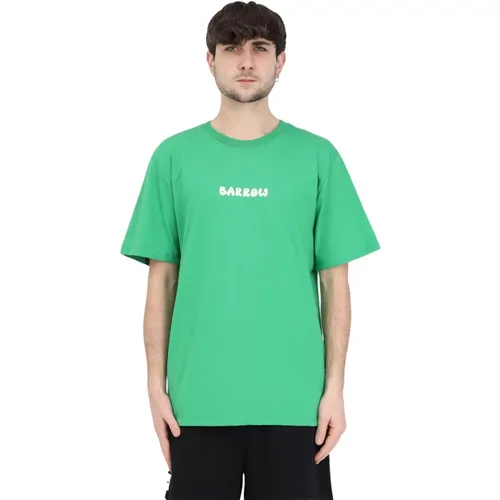 Grünes T-Shirt mit Logo-Print und Bär , Herren, Größe: M - Barrow - Modalova