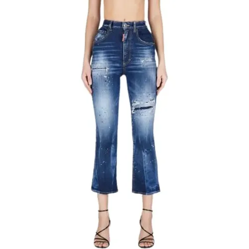 Blaue Flecken Hohe Taille Glockenjeans , Damen, Größe: XS - Dsquared2 - Modalova