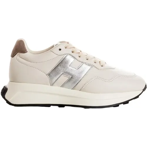 Nappa Leder Sneakers mit Metallic H , Damen, Größe: 37 1/2 EU - Hogan - Modalova