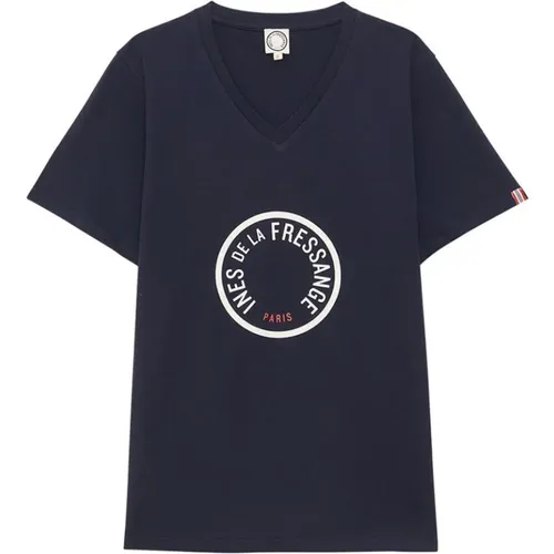 Marineblau/Weißes V-Ausschnitt T-Shirt,Schwarz/Weiß Eichenblatt T-Shirt,Marineblau Aurore V-Ausschnitt T-Shirt - Ines De La Fressange Paris - Modalova